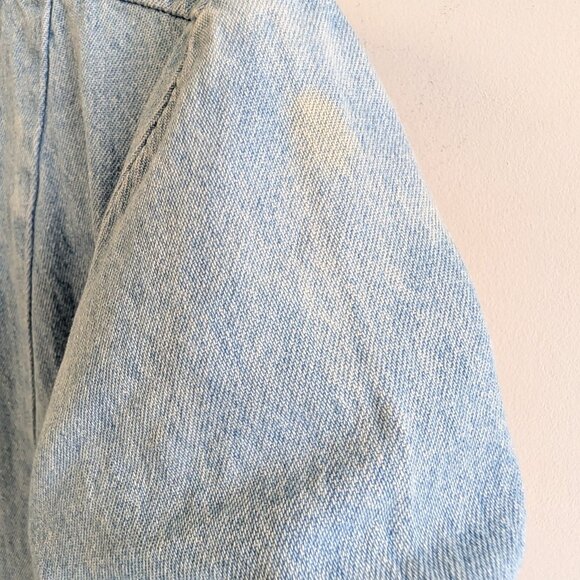 Vintage Midi Denim Dress with full button front with bead detail at neckline - Picture 5 of 10